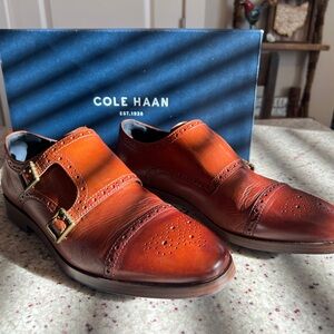 Cole Haan JEFFERSON GRNDDBLMII Grand OS Monk Strap Leather Shoes C26164